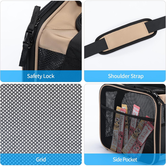 Розширювана переноска для домашніх тварин Wakytu для собак і котів, велика сумка для подорожей з 5 сітчастими вікнами (Коричнева, XXXL)