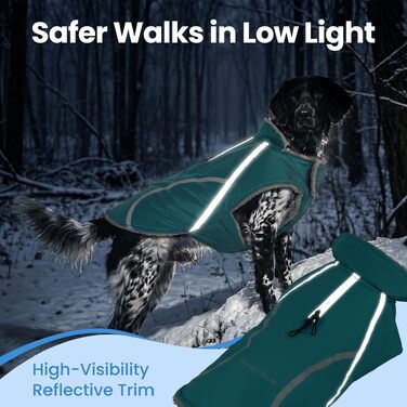 Зимовий водонепроникний підігрівальний піджак для собак VIVAGLORY Frostfit, розмір XL, блакитно-зелений