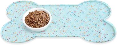 Килимок для годування собак і котів PWTAA, силіконовий, нековзний, з високим бортиком, водонепроникний, 80x40 см, блакитний (Donut)