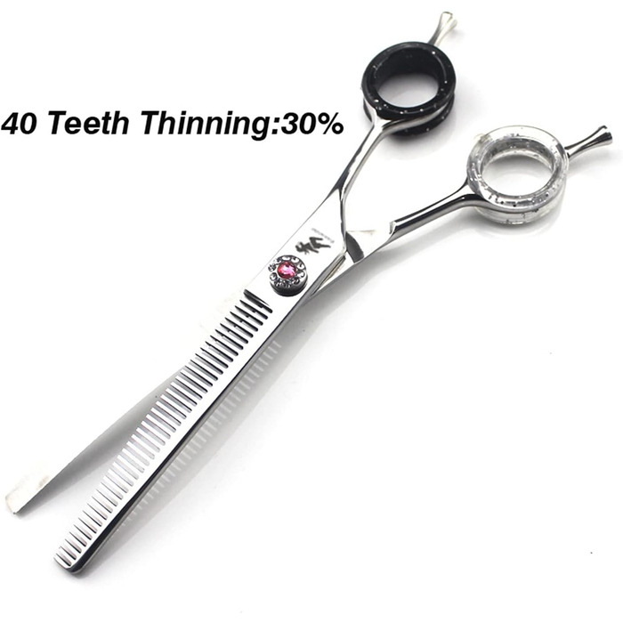 Професійна витончена ножиці для грумінгу собак 7 дюймів, 440C сталь, витончена клинка, для розрідження шерсті, 45% розрідження, кольоровий дизайн 'Райдужна рибка'