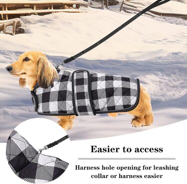 Водонепроникний теплий дощовик для такси для дрібних собак, тепла підкладка з флісу, регульований, чорно-білий, M (довжина спини 42-45 см)