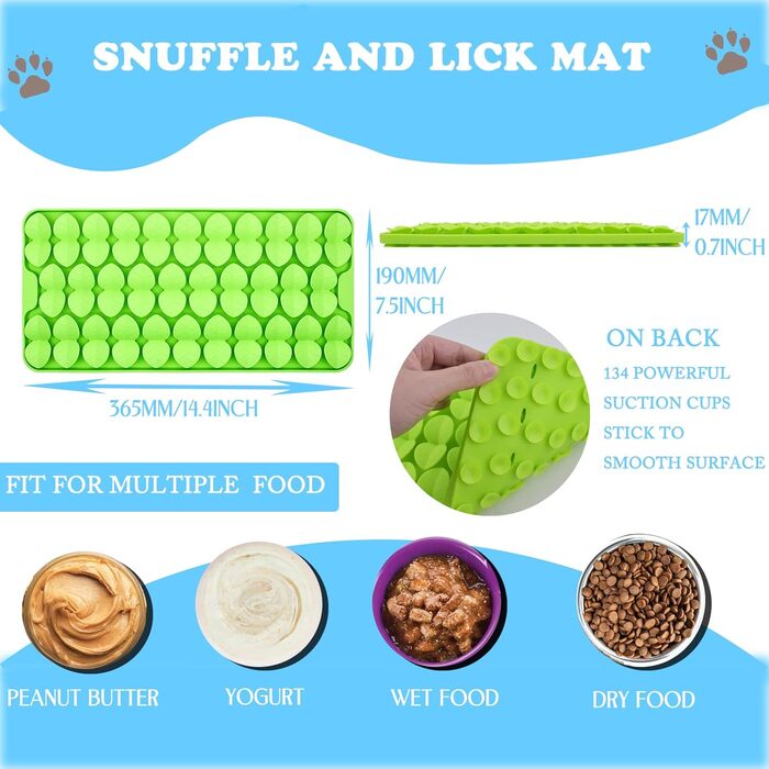 Силіконова килимок-нянька для собак, 18x37 см, килимок з присосками, повільний дозатор корму, килимок для годування собак, іграшка для собак, іграшка від нудьги (зелений)