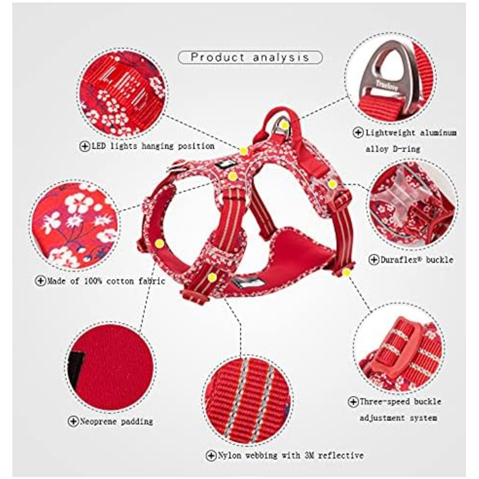 Нашийник для собак WINHYEPET Truelove No Pull TLH56512, світловідбиваючий, м'який, з регулюванням, XS, блакитний