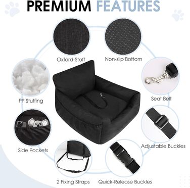Автомобільний лежак для собак у багажник - зручний кошик для собак, чорний, 54x52x35 см