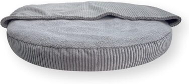 4L Textil Hundebett Vigo з капюшоном: ліжко-печера для собак, ковдра, корзина, ліжко-мішок, подушка з корду, середні породи (Сірий, 90x90x12 см)