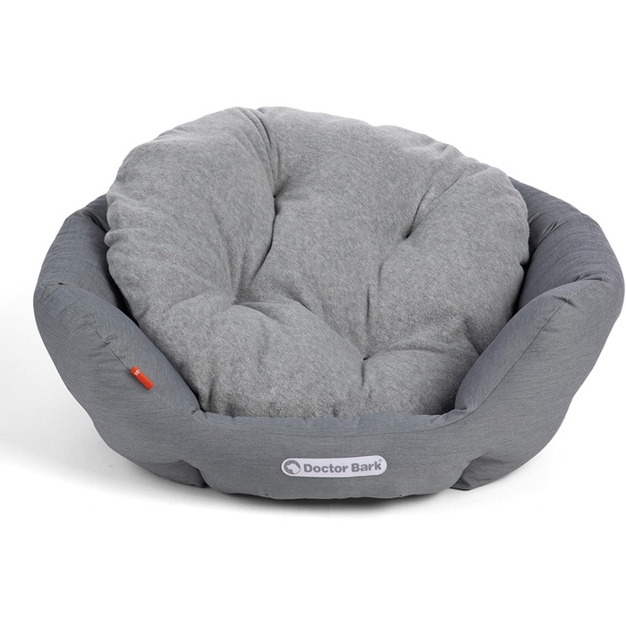 Кругле ліжко для собак Doctor Bark - м'яке, з ортопедичною подушкою, для собак середніх порід, миється до 95°C, Made in Germany (L - 60x50 см, світло-сірий)