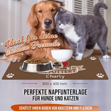 Персоналізована підставка під миску для тварин з фото та ім'ям - PR Print. Фартух для собак та котів, миється, нековзкий (80 x 40 см)