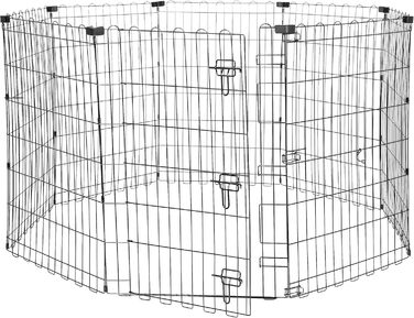 Клітка-вольєр для собак та інших тварин Amazon Basics, металева, складна, з дверцятами, 91 см, чорна