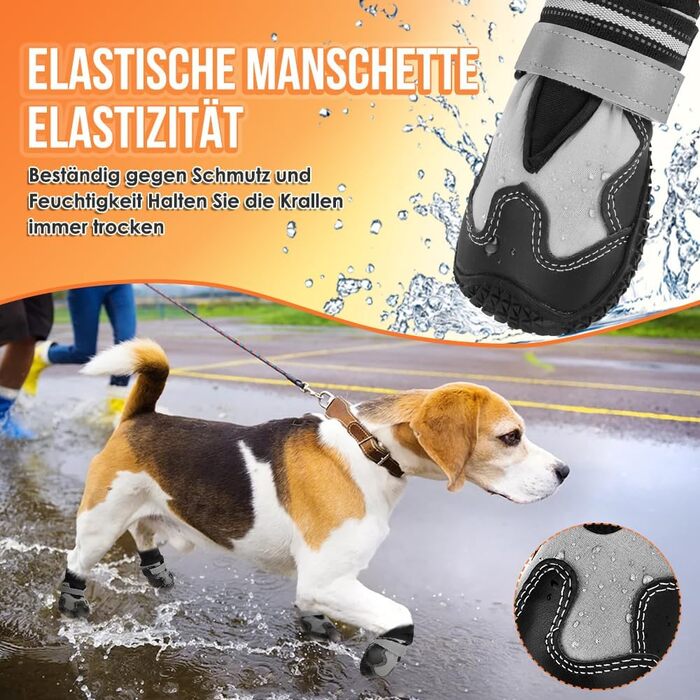 Зимові чоботи для собак, 2 шт. Водонепроникні чоботи для собак з теплим флісом, високий дизайн, антиковзкі, з відбиваючим кріпленням на липучці, розмір 1