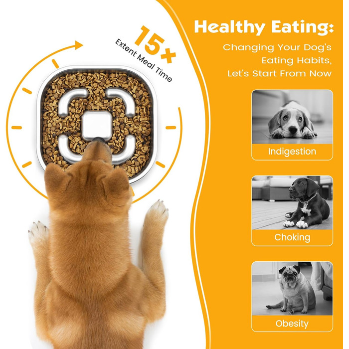 Миска для води для собак Happy Hachi, велика, з нержавіючої сталі, анти-розлив, протиковзка, 2L