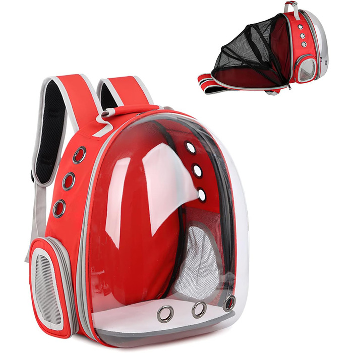 Рюкзак для кота та собаки Galatée, розширюваний, з вентиляцією, для подорожей, кемпінгу та піших прогулянок (червоний)