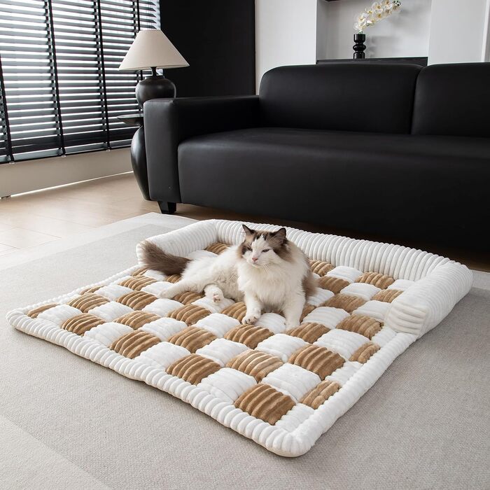 Ортопедичне ліжко для собак TOPCHANCES - 90x90x13 см, чорне, знімний чохол, для великих собак