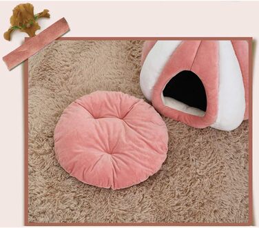 Котів будиночок-лежанка з велюру, рожевий, 50х50 см - теплий та зручний дім для кота або маленької собаки