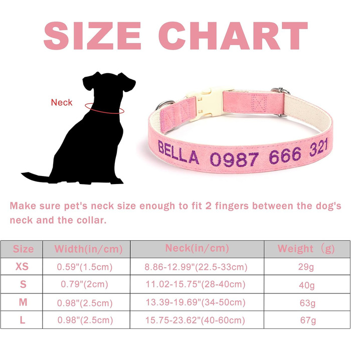Персоналізоване собаче нашийник з металевою застібкою, нашийник з іменем та номером телефону, регульовані розміри для великих та середніх собак (Collar 06)