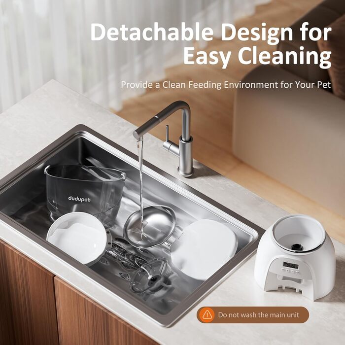 Автомат для годування котів, інтелектуальний диспенсер корму для котів та собак, просте керування, 1-6 прийомів їжі на день, подвійне живлення, 5л (білий сріблястий)