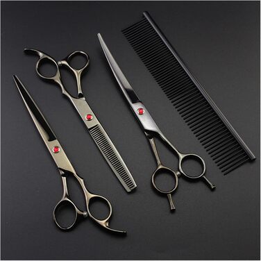 Професійна шерстьнорізальна ножиця для собак та котів, 7' (чорна), вигнутий зріз, без чохла