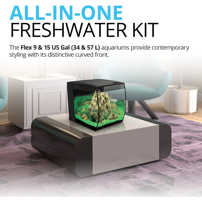 Акваріум Fluval Flex Nano 34 л, прісноводний, чорний колір