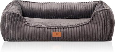 Ортопедичне собаче ліжко Knuffelwuff Sedona M-L, 85 x 63 см, сірий колір | Знімний, пральний чохол | Для великих, середніх та маленьких собак