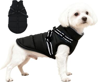 Зимовий одяг для собак ZoneYan, чорний, XS: теплий, водовідштовхуючий, з регулюванням та світловідбиваючими елементами