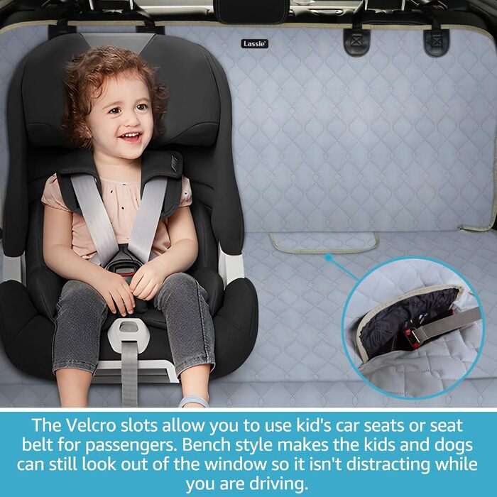 Водонепроникні чохли на сидіння для собак Lassie на заднє сидіння авто, захист від бруду та дитячі забруднення. Підходять для легкових, вантажних автомобілів та SUV.