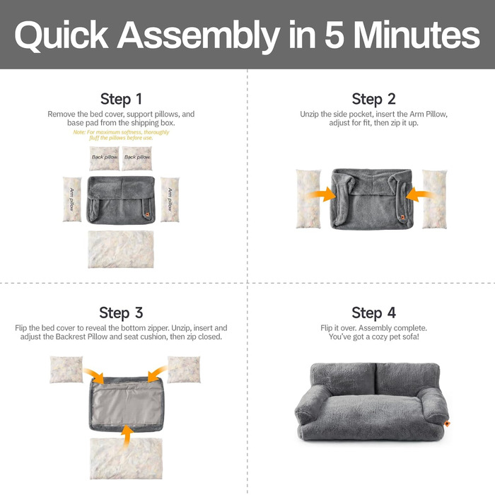 М'яке ліжко для котів та собак MeWoofun, сірого кольору, 85x65x29 см