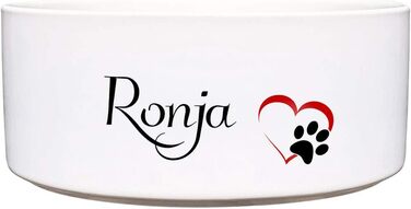 Керамічна годівниця для собак з іменем вашого улюбленця | Миска для корму та води (лапка) - 1.300 мл