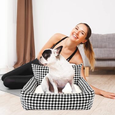 Ортопедичне ліжко для собак PETCUTE, зручний лежак для собак та котів, чорний, середній, знімний килимок