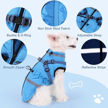 Водонепроникний та вітрозахисний зимовий нашийник-манжетка для собак, розмір M, великі породи, блакитний