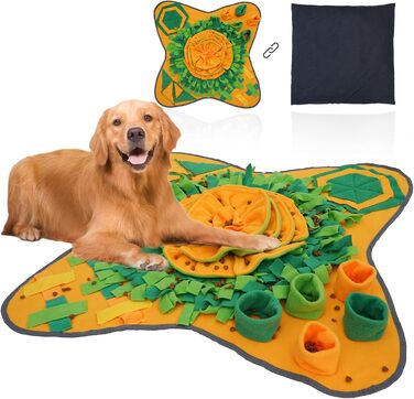 Килимок-нюхалка для собак HDOELGP, 70x70 см, оранжевий. Інтерактивна іграшка для собак, розвиває інстинкт пошуку їжі, легко миється. Підходить для малих та великих собак.