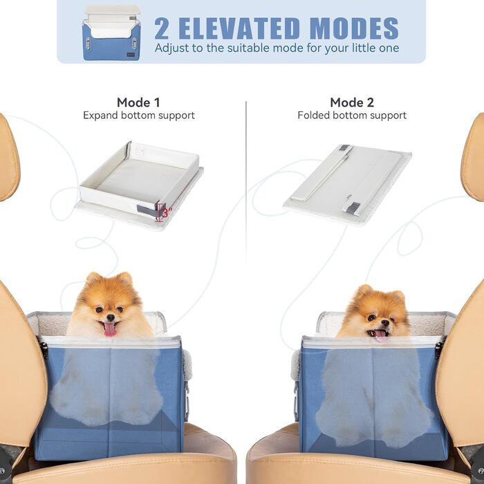 Клітка для собак Petfit у машину для маленьких собак, безпечна та стабільна, автокрісло для собак з фіксатором ременя безпеки, кошик для собак, автоліжко знімні чохли (S, Navy Blue)