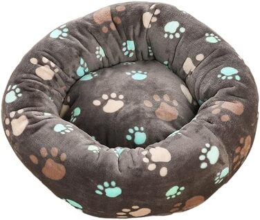 Кругле ліжко для собак та котів, м'яке гніздо-подушка для великих собак, плюшевий кошик для собак, миється, з принтом лапки, 70 см