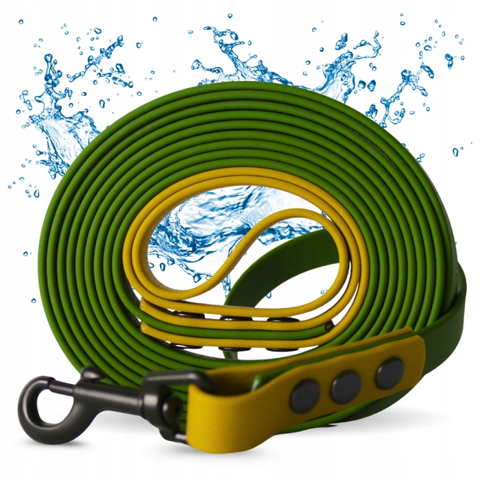 Повідець для собак (малих та великих) 20м, водонепроникний, міцний, довгий, зелений