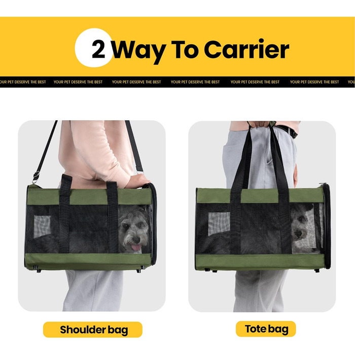 Транспортна переноска для котів та собак Conlun, зелена, L, розкладний дизайн