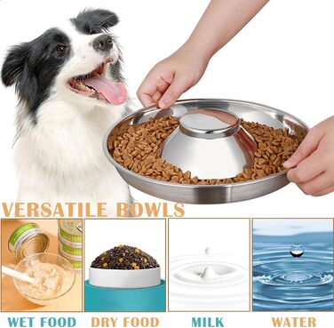 Набори мисок для цуценят Nexboraque (2 шт.) з нержавіючої сталі – 25,4 см, повільне годування, для кількох цуценят, собак та котів