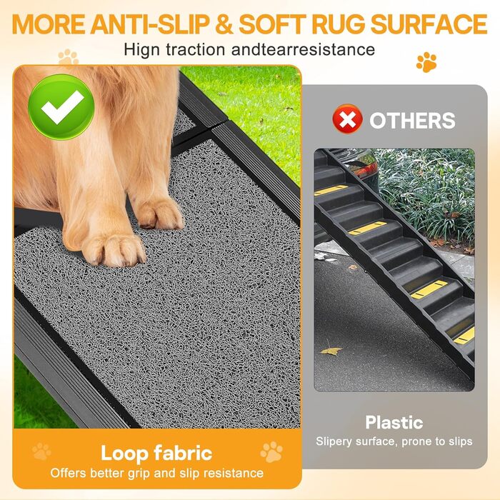 Рампа для собак до автомобіля, складана, до 115 кг, з антиковзким килимком, для вантажівок та SUV, великі та середні породи