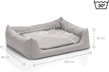 Лежанка для собак Juelle Pola - м'яке ліжко для великих собак, знімний чохол, прання в машині, пухнасте ліжко, собаче ліжко/софа, розмір L (100x80 см), колір: Темний м'ятний