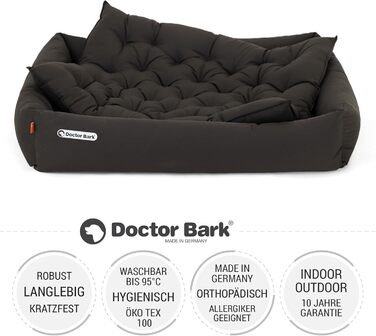 Ортопедичне ліжко для собак Doctor Bark - миється до 95°C, гігієнічне, без запаху, великі породи, з м'яким коржем (XXL 110x100 см, коричневе)