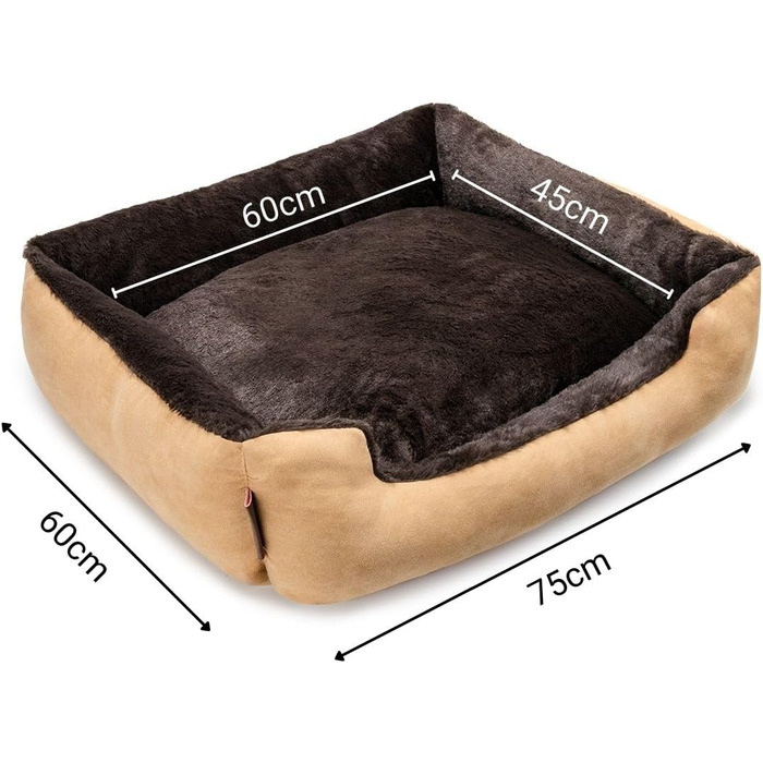 Килимок для собак Lionto з двостороннім подушкою та неслизьким дном, 75x60 см, бежевий/коричневий. Зручний лежак для собак та котів будь-якого віку.