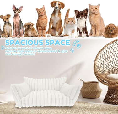 М'яке ліжко для котів та собак: зручне диван-лежанка з фетру, неслизьке дно, легко миється (білий)