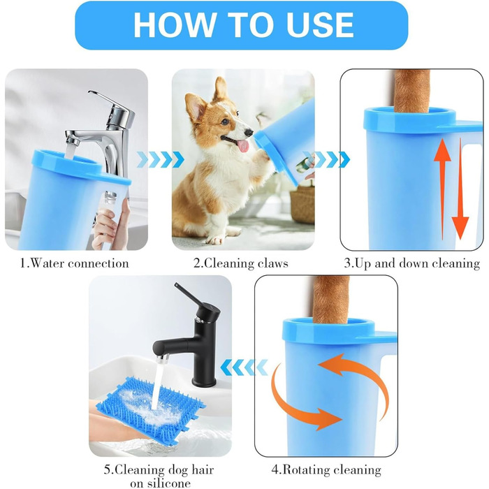 Миска-мийка для лап собак Joygoodta з м'якою силіконовою щіткою, портативна, 360° очищення, для дому