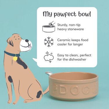 Миска для собак Mason Cash з порцеляни, з ручкою та синім написом, 15 см