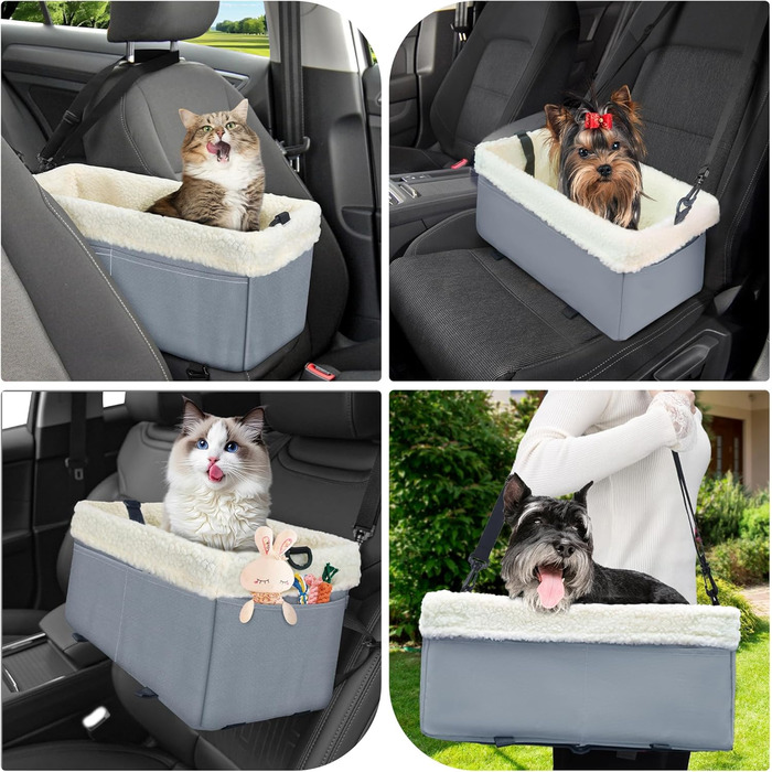 Автокрісло для собак та котів, сіре, до 5.4 кг