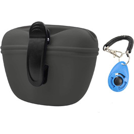 Сумка для ласощів для дресирування собак з силікону, з магнітною застібкою, з кліпсою для пояса, чорного кольору