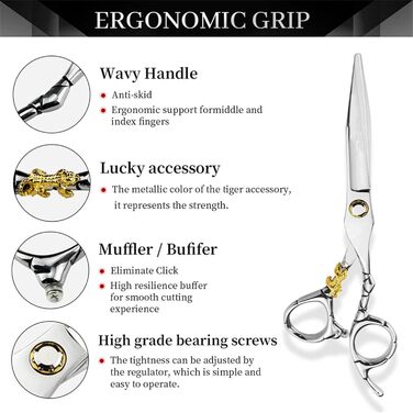Набір професійних ножиць для грумінгу собак 6 дюймів: прямі та проріджуючі ножиці з регулюванням та золотою ручкою