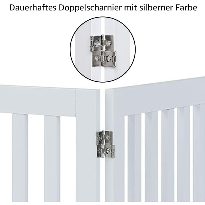 Захисний бар'єр для собак Unipaws, без свердління, дерев'яний, розкладний, для захисту сходів, воріт, каміну (3 елементи, 91 см), білий 153 x 91 см