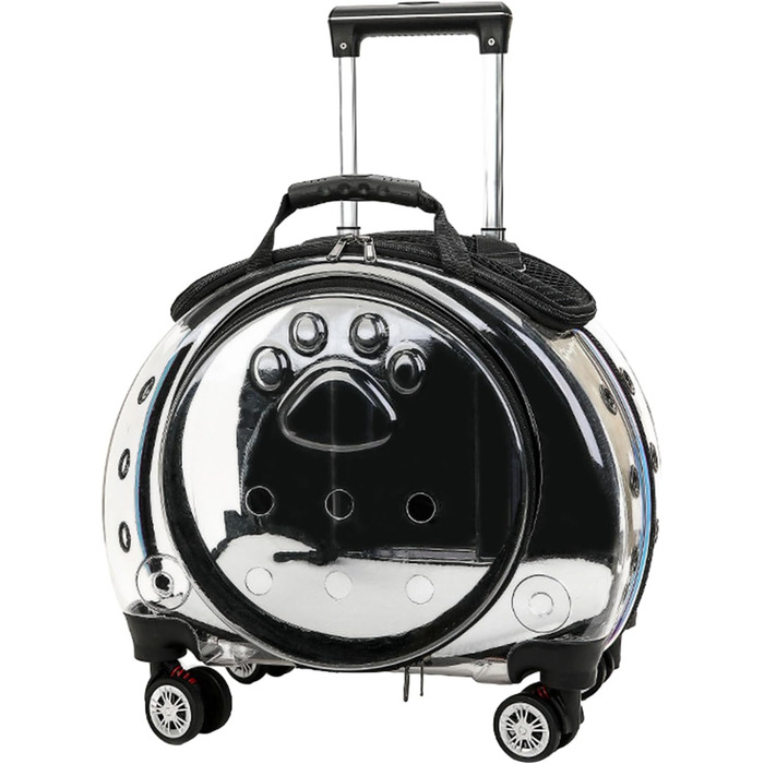 Тролей для домашніх тварин Juebueix з вентиляційними отворами, переноска для котів та собак, телескопічна ручка, прозоре вікно, для маленьких собак та котів (чорний)