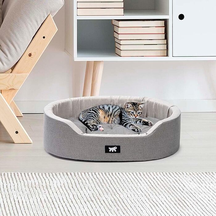 Крісло-ліжко для собак Ferplast - м'яке ліжко для маленьких собак з антибактеріальним захистом, бавовна, 55 x 41 x 15 см, сірий колір