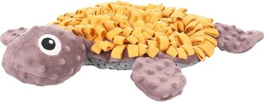 Килимок-іграшка для цуценят Flamingo Morgano Schildkröte (черепаха) Охряний & Тауп, 38x39x6,5 см - з антиковзким покриттям, дзвоником та шурхотом, для сухого корму та ласощів