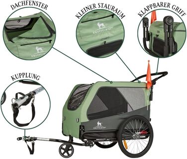 Причеп для собак Cruvado Knuffelwuff: фальш, легкий, стабільний, до 45 кг, з безпековою лінією та від комарами