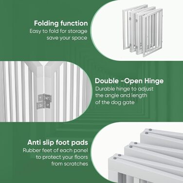 Гілка для собак з бамбука, перегородка для кімнати, 3 панелі, ширина 55 дюймів, білий колір